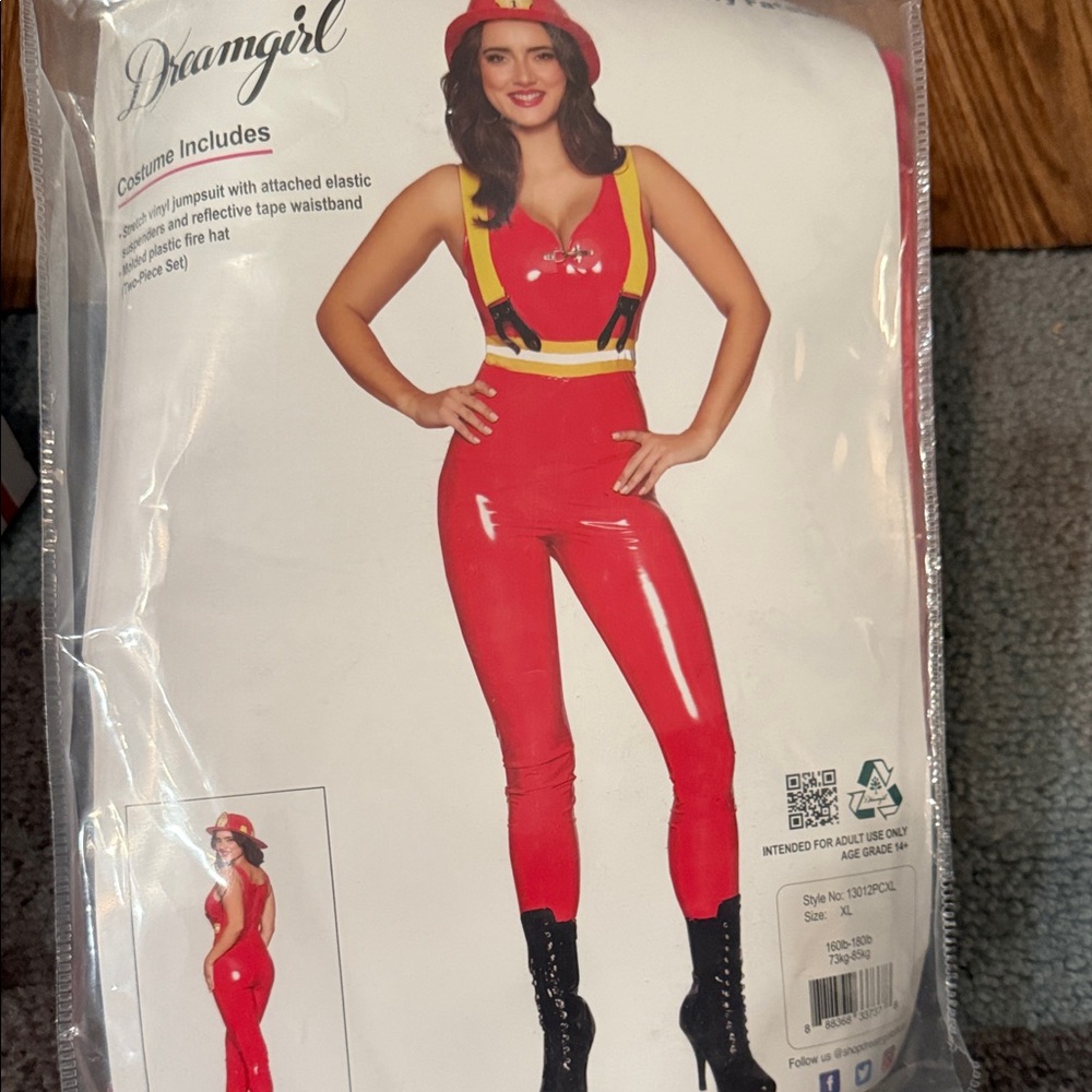 Dreamgirl Shiny Red Jumpsuit with Suspenders